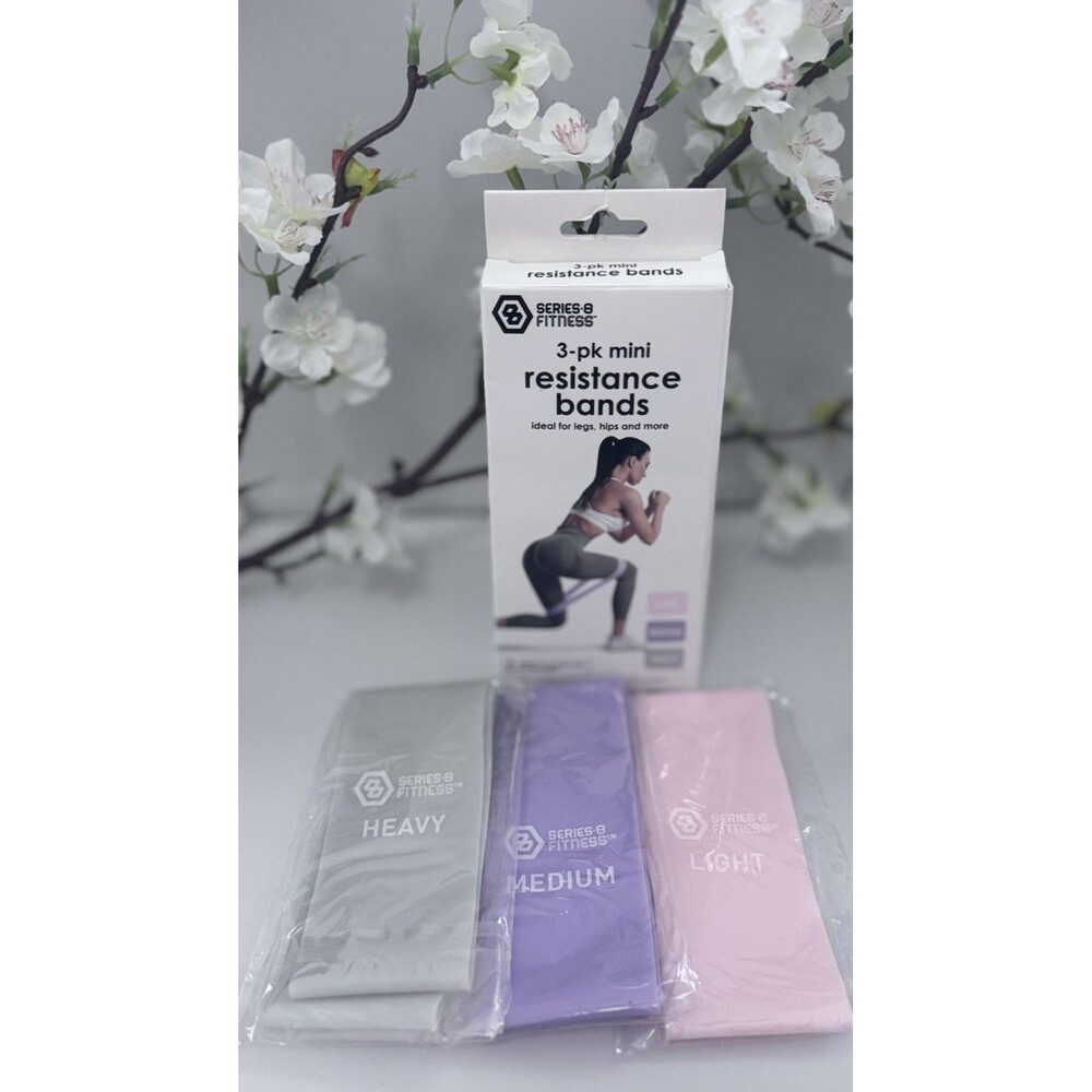 Series-B Fitness 3 Pack Mini Resistance Bands Light Medium Heavy Exercise NIB